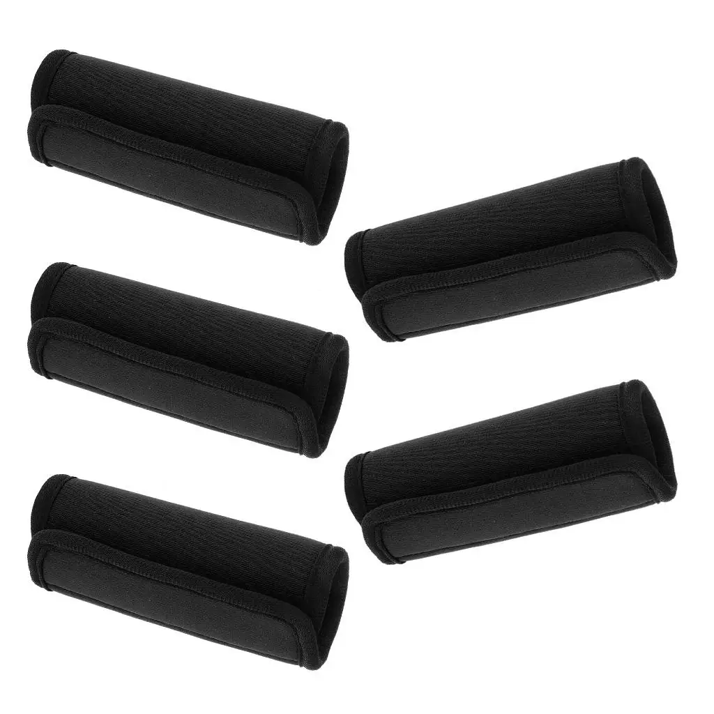 Pack of 5 Luggage Suitcase Handle Comfort Wraps/Cover Identifier Tags-Black