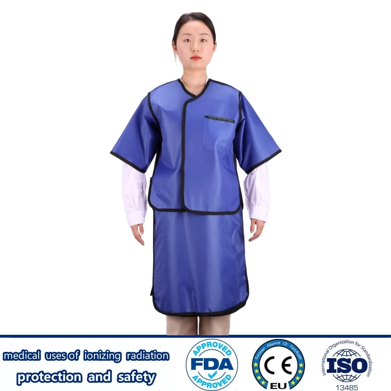 Lead Shielding-kleding: vest met korte mouwen en wikkelrok met 0,35/0,5 mmpb-bescherming voor röntgen-gamma-ray nucleaire straling
