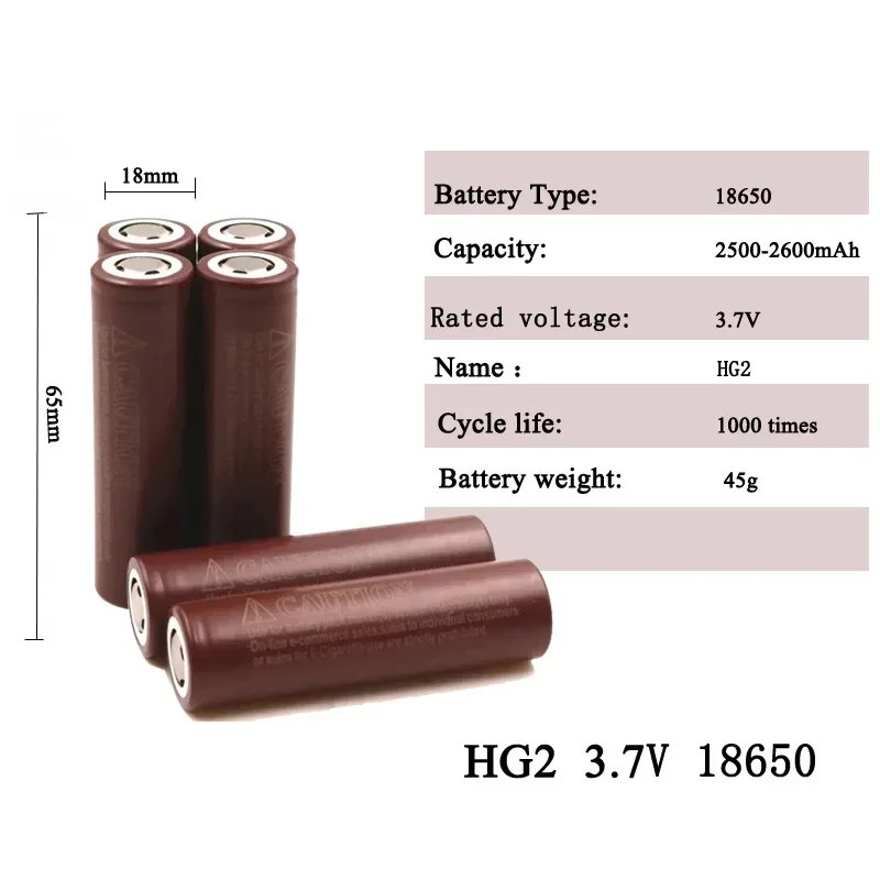 Free Shipping Rechargeable Battery Original 2024NEW Hot Selling 18650Battery Lithium-ion HG2 3.7V 2600MAHfor MicrophoneComputers