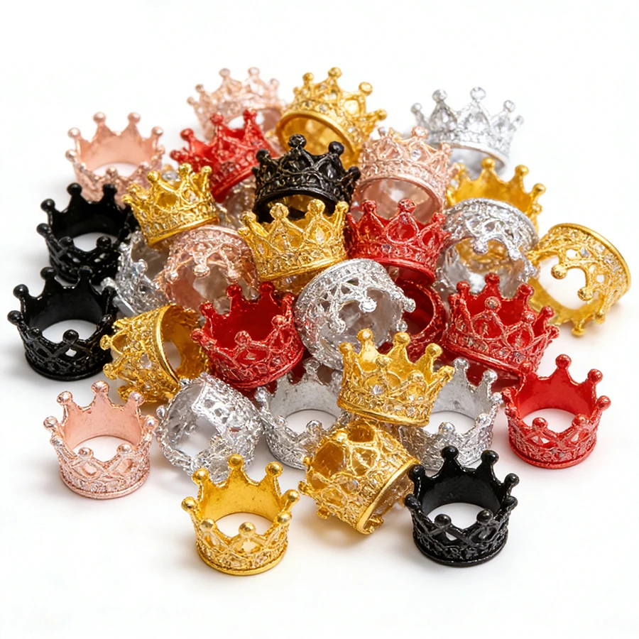 20pcs 1cm Mini Alloy Crown Charms Loose Beads Pendants Dollhouse Metal Crown Miniature Jewelry Making Necklace DIY Crafts image 5