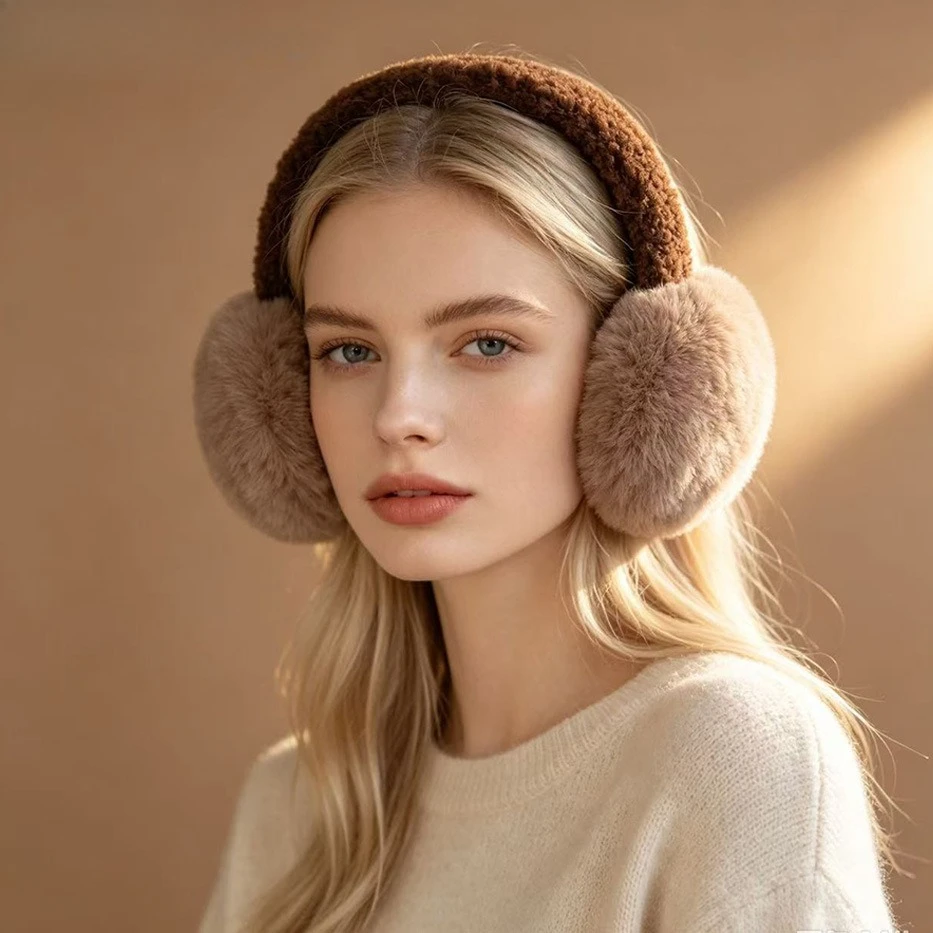 Super Soft Plush Ear Muffs Warm Winter Faux Fur Earmuffs for Women Comfortable Headband Style Ear Warmer for Outdoor Daily Wear