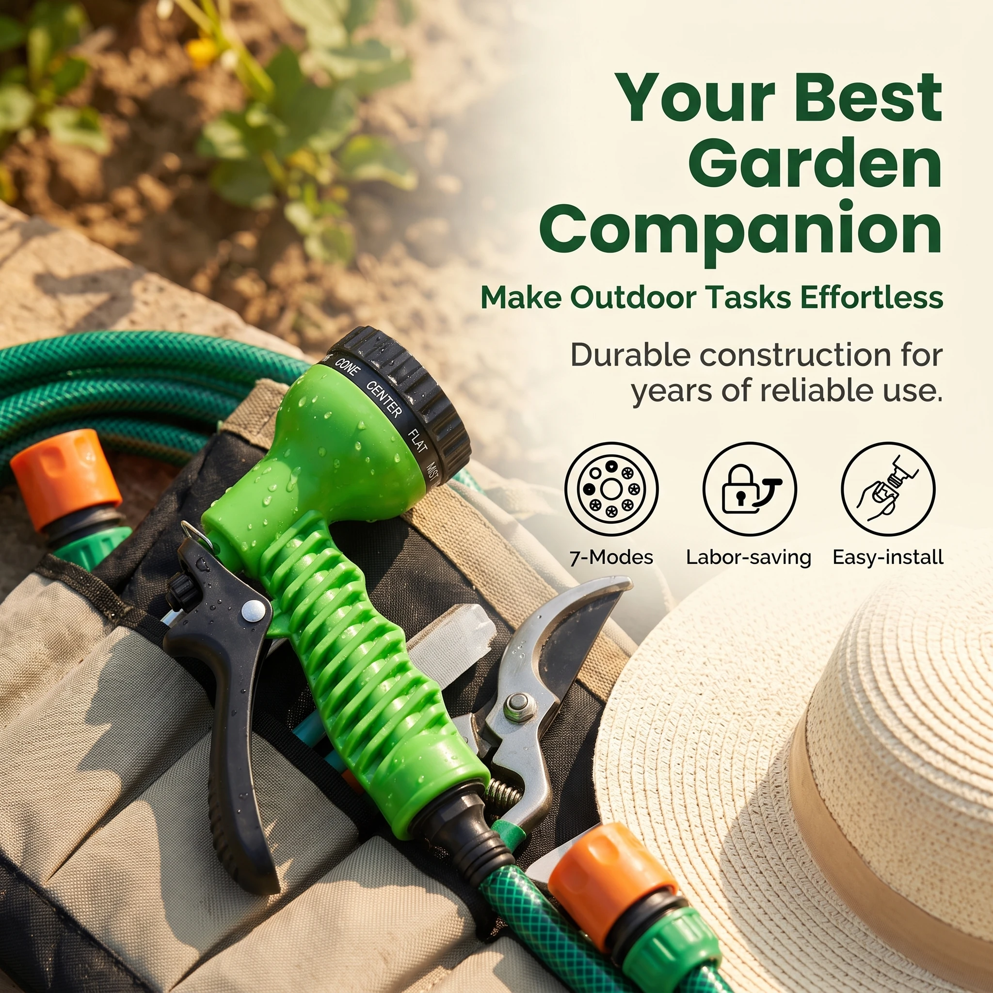 Multi‑Color 7 Spray Modes Garden Water Gun High‑Pressure Hose Nozzle Sprayer for Watering Plants Car Washing