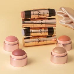 Cream Blusher + Bronzer Contour Stick Set Sunset Matte Natural Long-Lasting Face Makeup Sticks Contouring Creamy Lip Cheek Tint