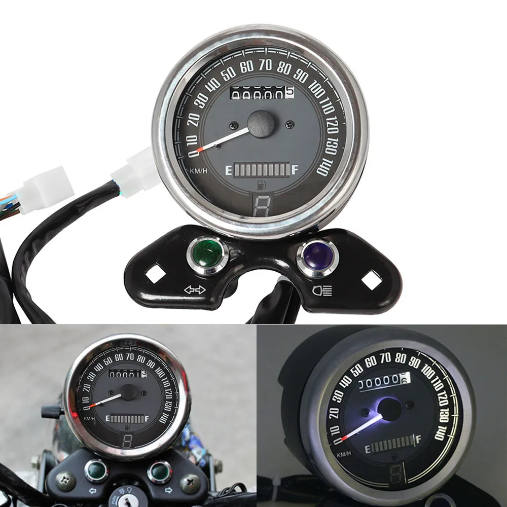 

For CG125 GN125 Universal Multifunctional LED Digital Retro Motorcycle Speedometer W/ Light USB Charger Interface Odometer