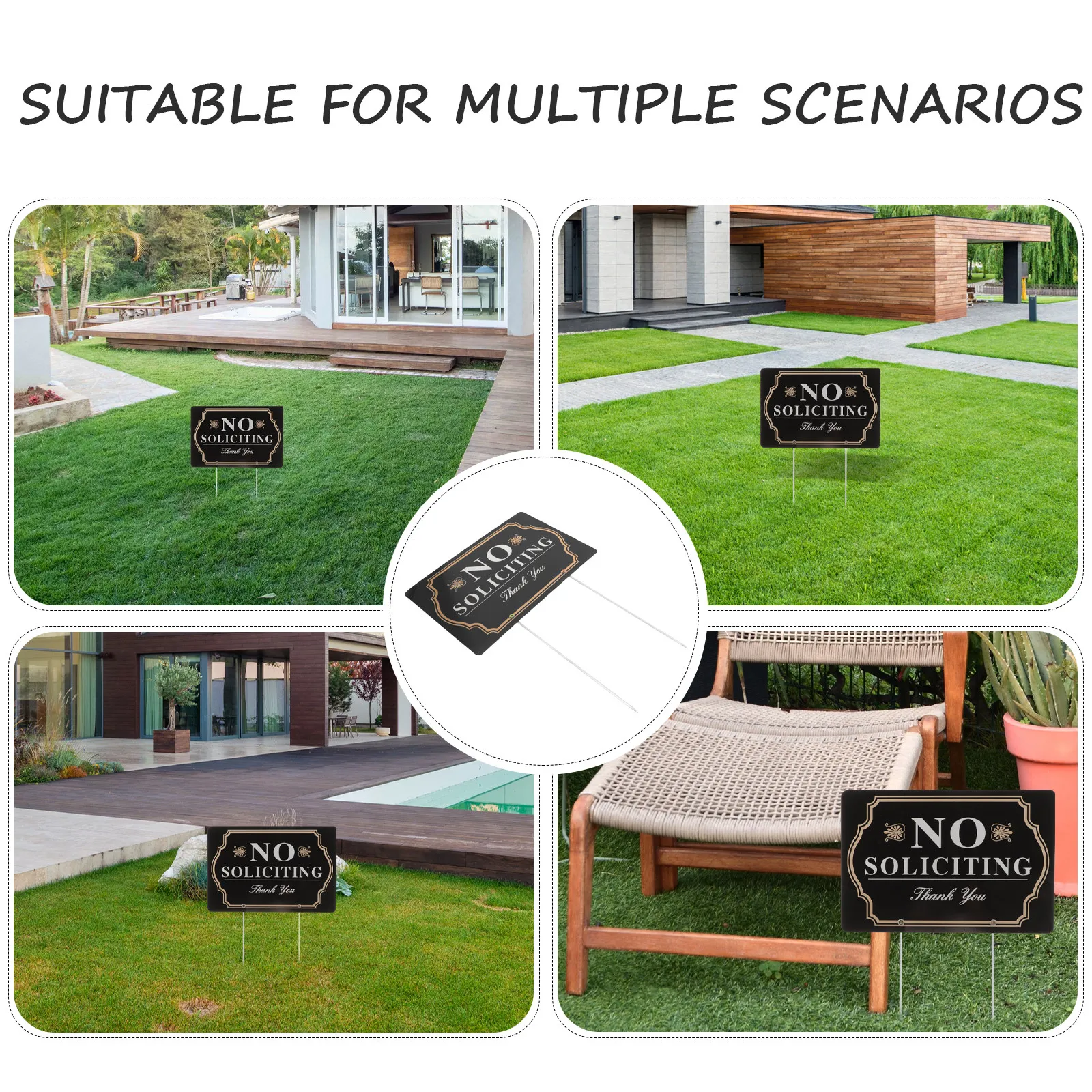 Heavy Duty Metal No Soliciting Sign Yard Stake High Visibility Clear Text No Soliciting Signs for Home Yard Front Door Security