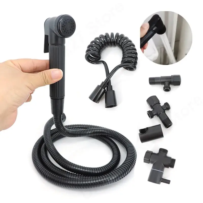 Bidet toilet sprayer Zinc Alloy Black spray faucet portable handheld anal cleaner douchette toilettes Bathroom accessories v