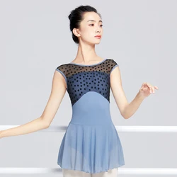 Ballet Leotards for Women Gymnastics Leotards Dress Adult Flocking Splice Dance Bodysuits Sleeveless Ballet Dance Leotards
