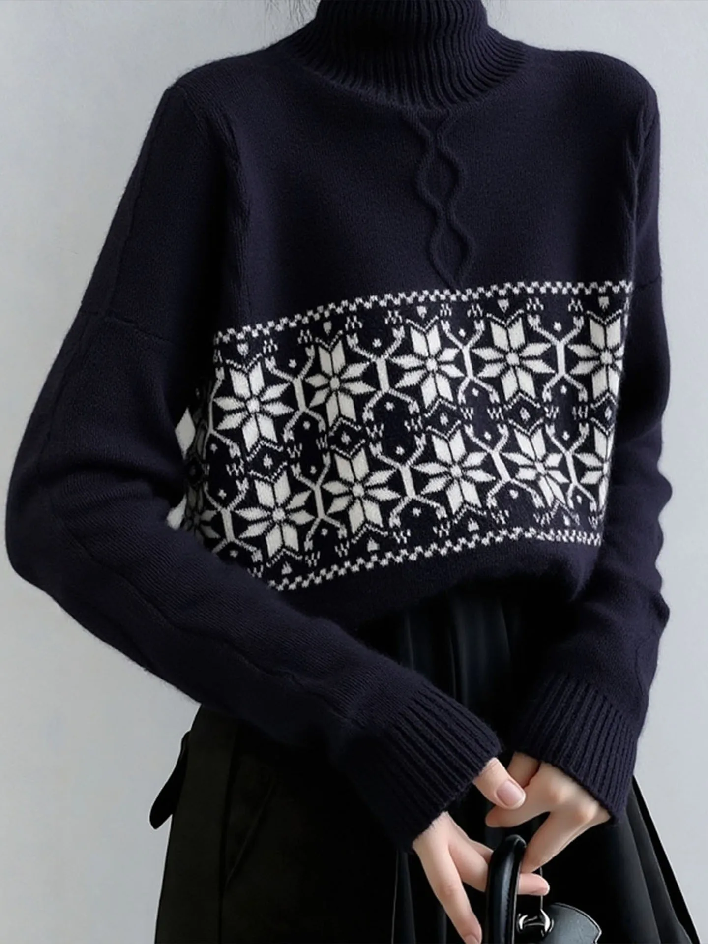 

Faionable Versatile Casual Commute Knitwear Camere Long Sve f High Collar Women's Winter 2025 Clothing