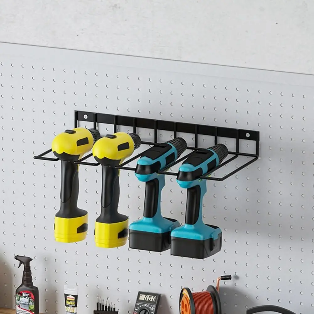 

Iron Hand Power Tool Organizer Rack Black Heavy Duty Floating Tool Shelf Wall Mounted Space Saving Electric Drill Tools Shelf
