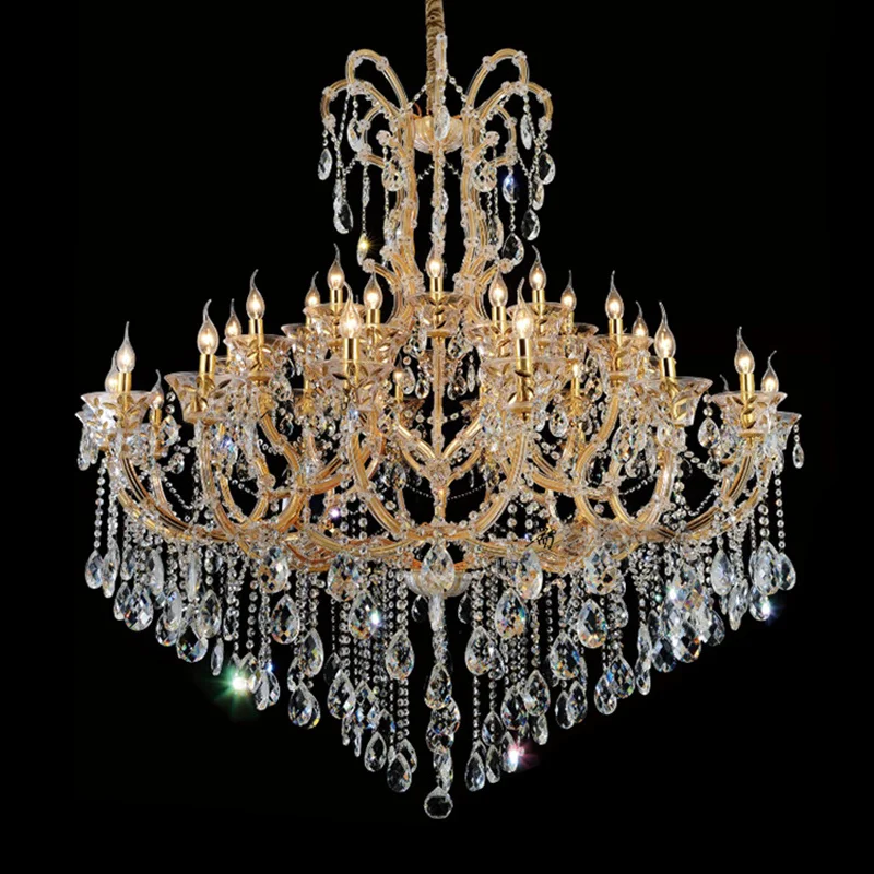Modern Iron & Crystal Chandelier Clear Golden Led Chandeliers Pendant Lamp Hanging Light For Living Dining Room Home Decoration