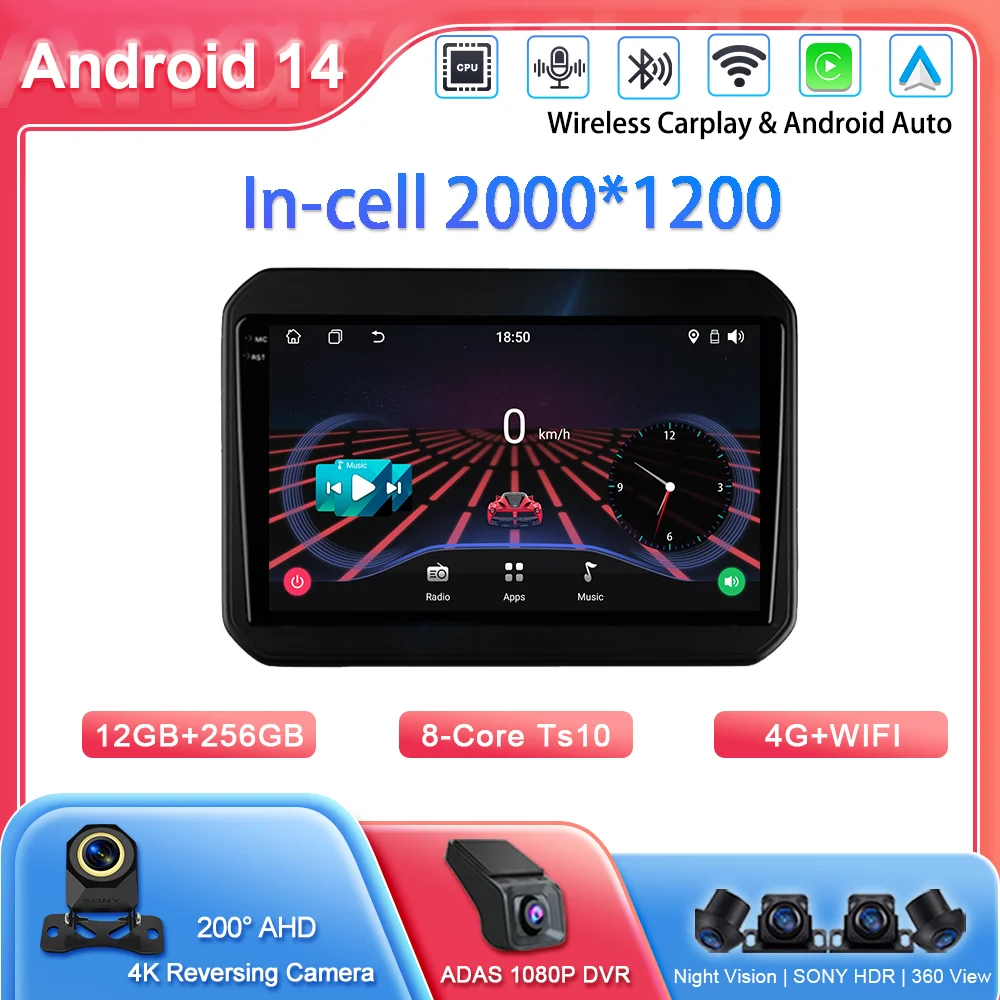 

Автомобильный DVD-плеер Android 14, Carplay для Suzuki Ignis 2016 2017 2018 2019 2020, авторадио, стерео, GPS-навигация, мультимедийный плеер, 2DIN DVD