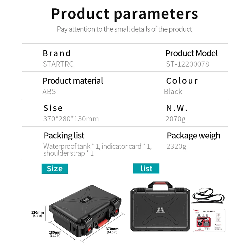 STARTRC Waterproof Hard Case W Belt for DJI FLIP Fly More Combo Drone Accessory Storage Box