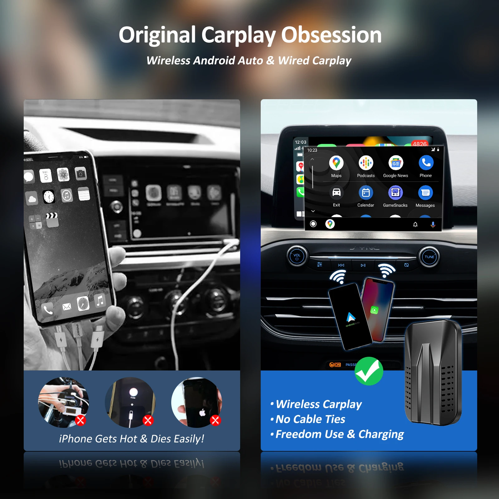 CarPlay Leranda C9SE CarPlay Ai Box Беспроводной Android Auto адаптер Беспроводной Android Auto Автомобильный мультимедийный воспроизведение Android Auto AI Box