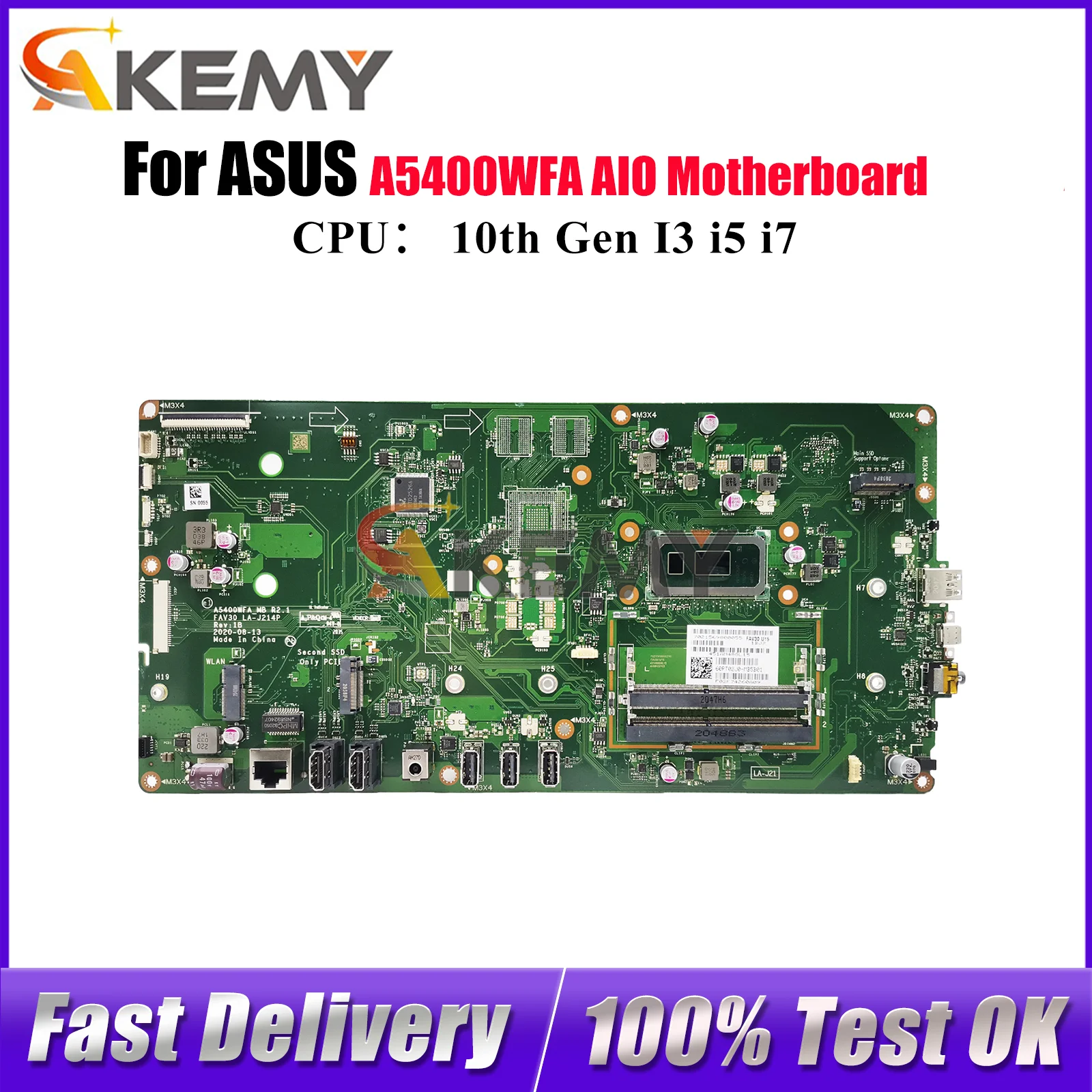 

A5400WFA Laptop Motherboard For ASUS VivoBook A5400WF A5400WFA Notebook Mainboard With 10th Gen I3 i5 i7 100% tests OK fast ship