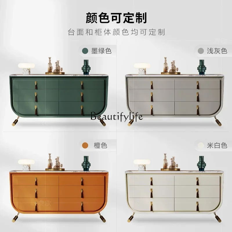 

yj21 ld 38Light luxury Italian-style high-end villa large flat-floor storage entrance cabinet bedroom TV cabinet end of bed