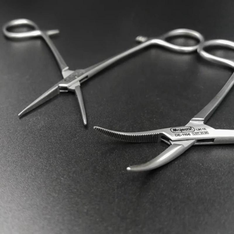 

2 шт., стоматологический ортодонтический игольчатый держатель из нержавеющей стали, прямой угловой кровоостанавливающий зажим, пинцет, стильные плоскогубцы, стоматологическое хирургическое использование