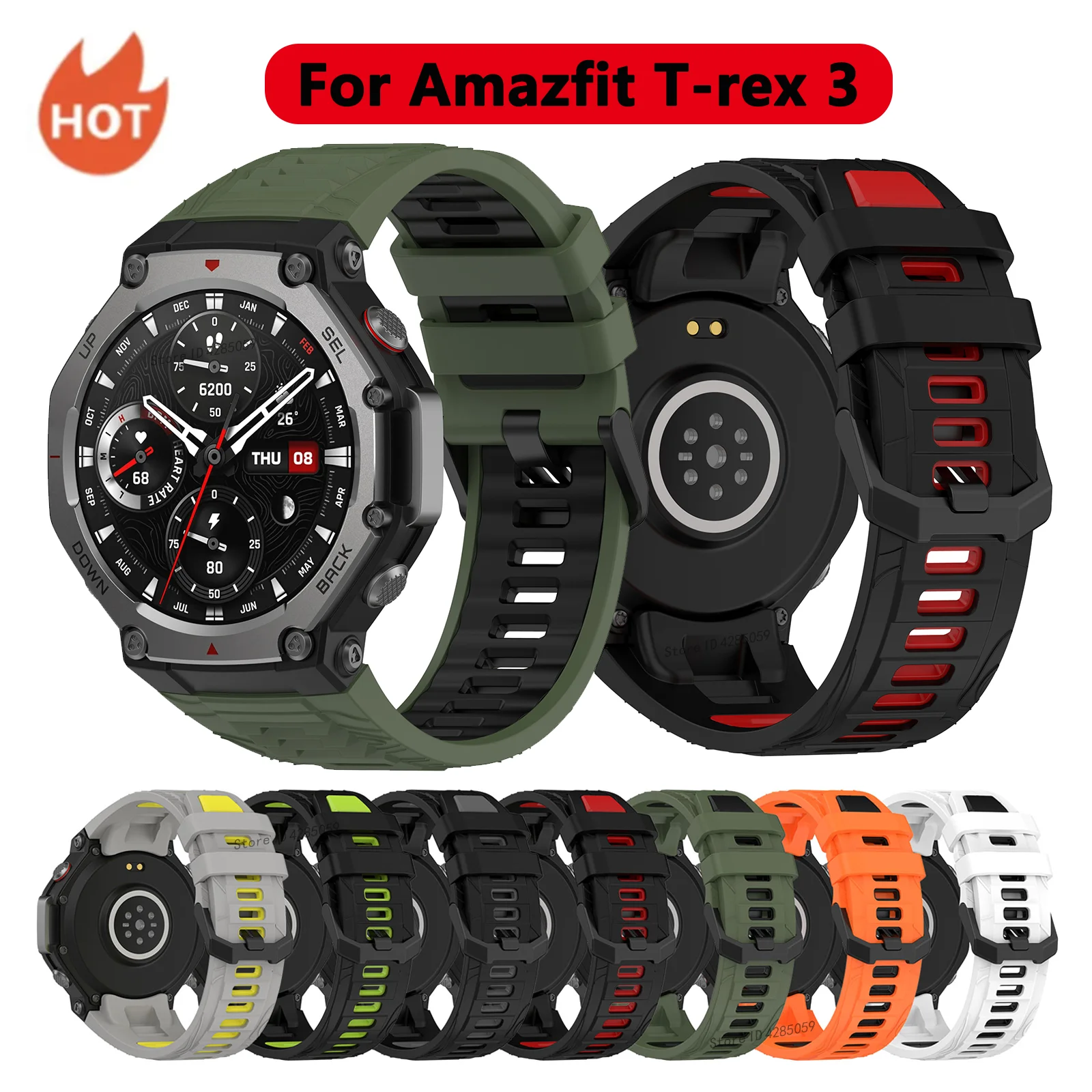 シリコーンスポーツストラップ Amazfit T-Rex 3 スマートウォッチ時計バンドブレスレット Huami Amazfit T-Rex3 交換バンドアクセサリー