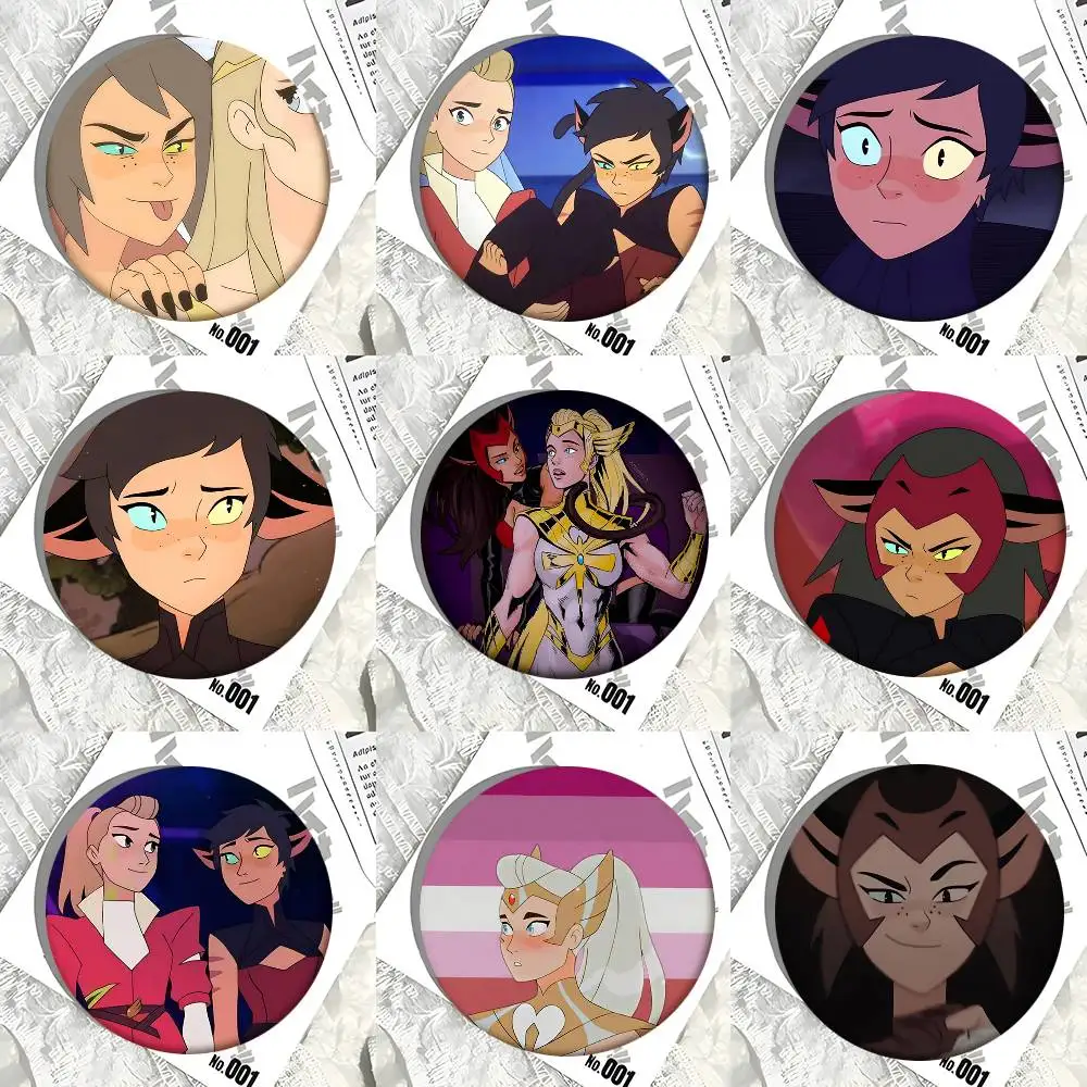 1 unidade C-Catradora Shera Broche de Esmalte Redondo Estilo Anime Vintage para Decoração de Mochila e Acessórios