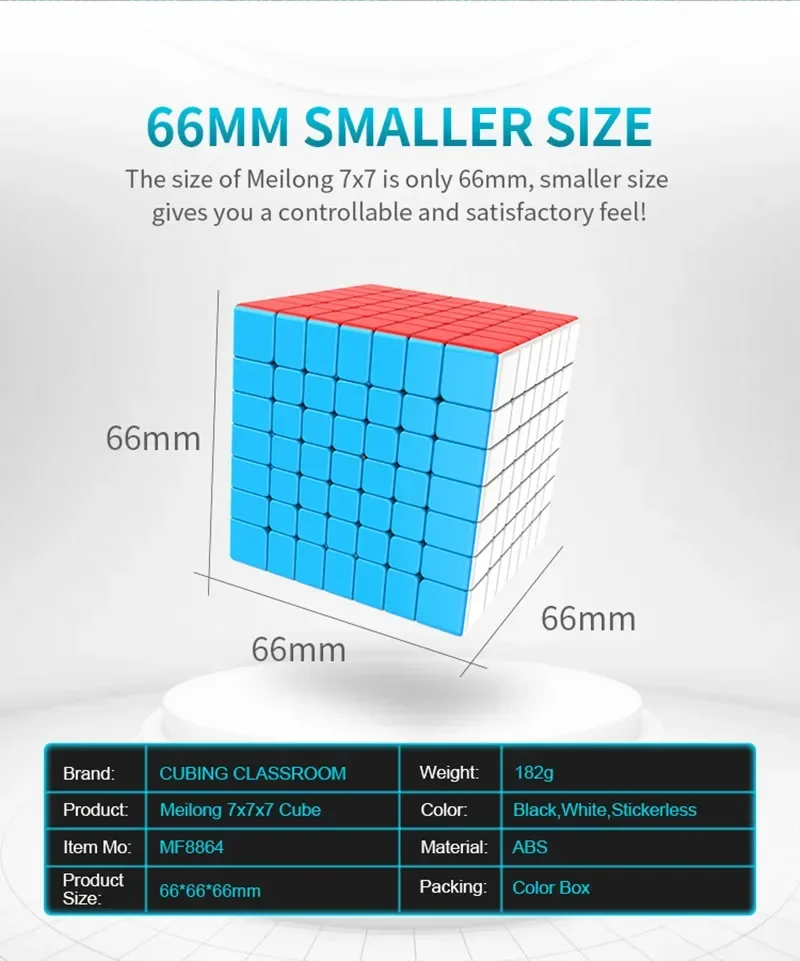 [SomeCube] Moyu MeiLong7 7x7 StickerlessS Peed Cube Meilong 7x7x7 Black Puzzle Magic Cube Professional Educational Toys