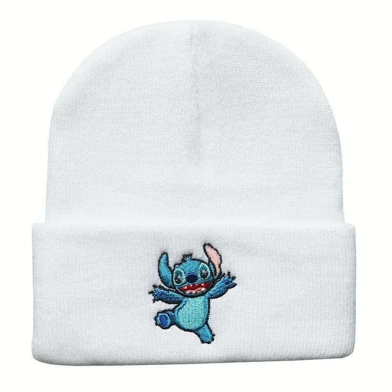 Disney Stitch Embroidery Knitted Cap Beanies for Men Women Student Autumn Winter Warm Cold-proof Wool Cap Skullies Hat Gift