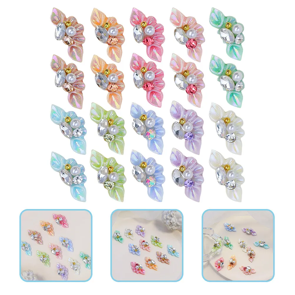 

27Pcs Resin Nail Pearls Flower Charms 3D Nail Art Embellishments for Natural Artificial Nails DIY Manicure Supply