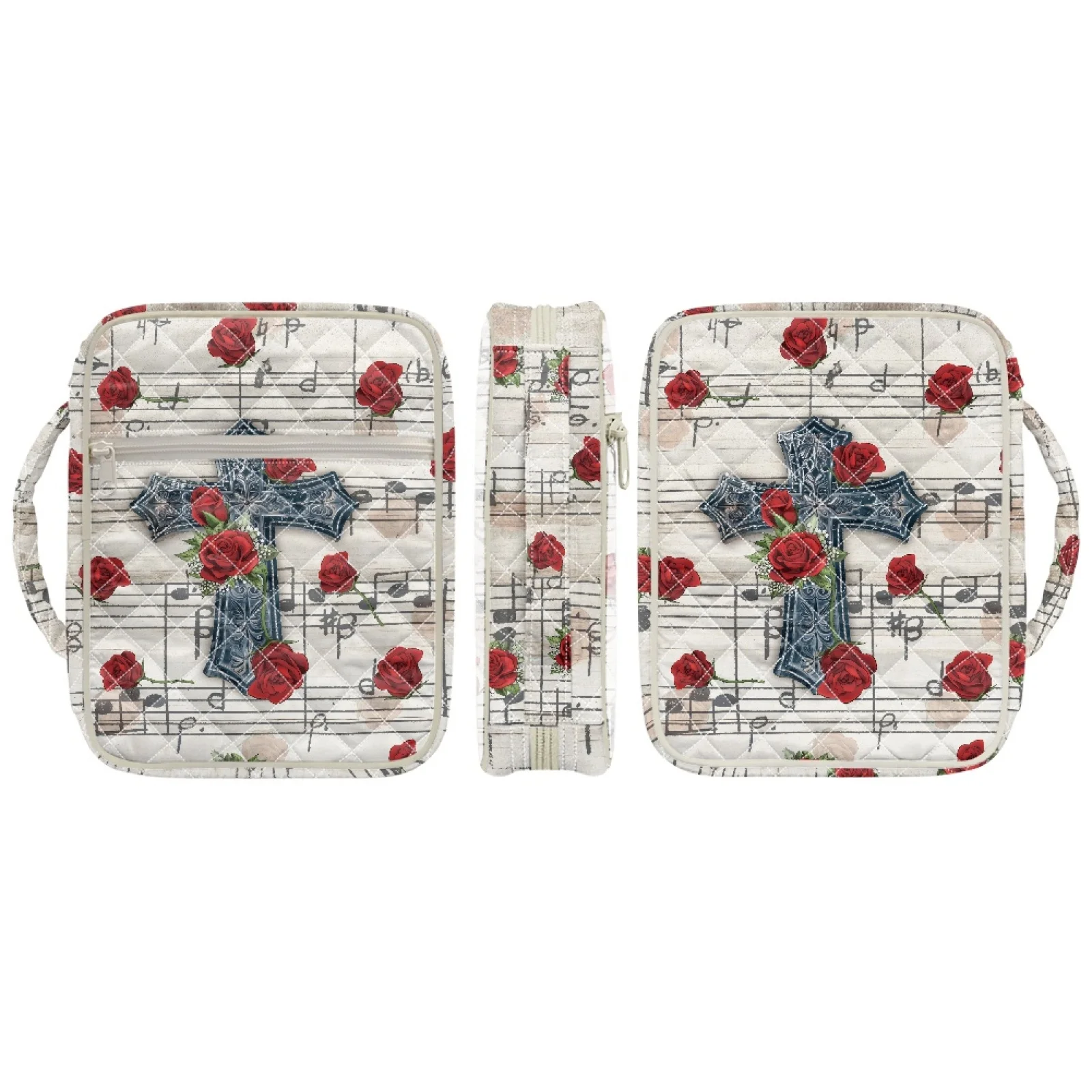 Coloranimal Rose Music Note 2026 New Quilted Bible Cover for Women Pocket Bible Cover Case