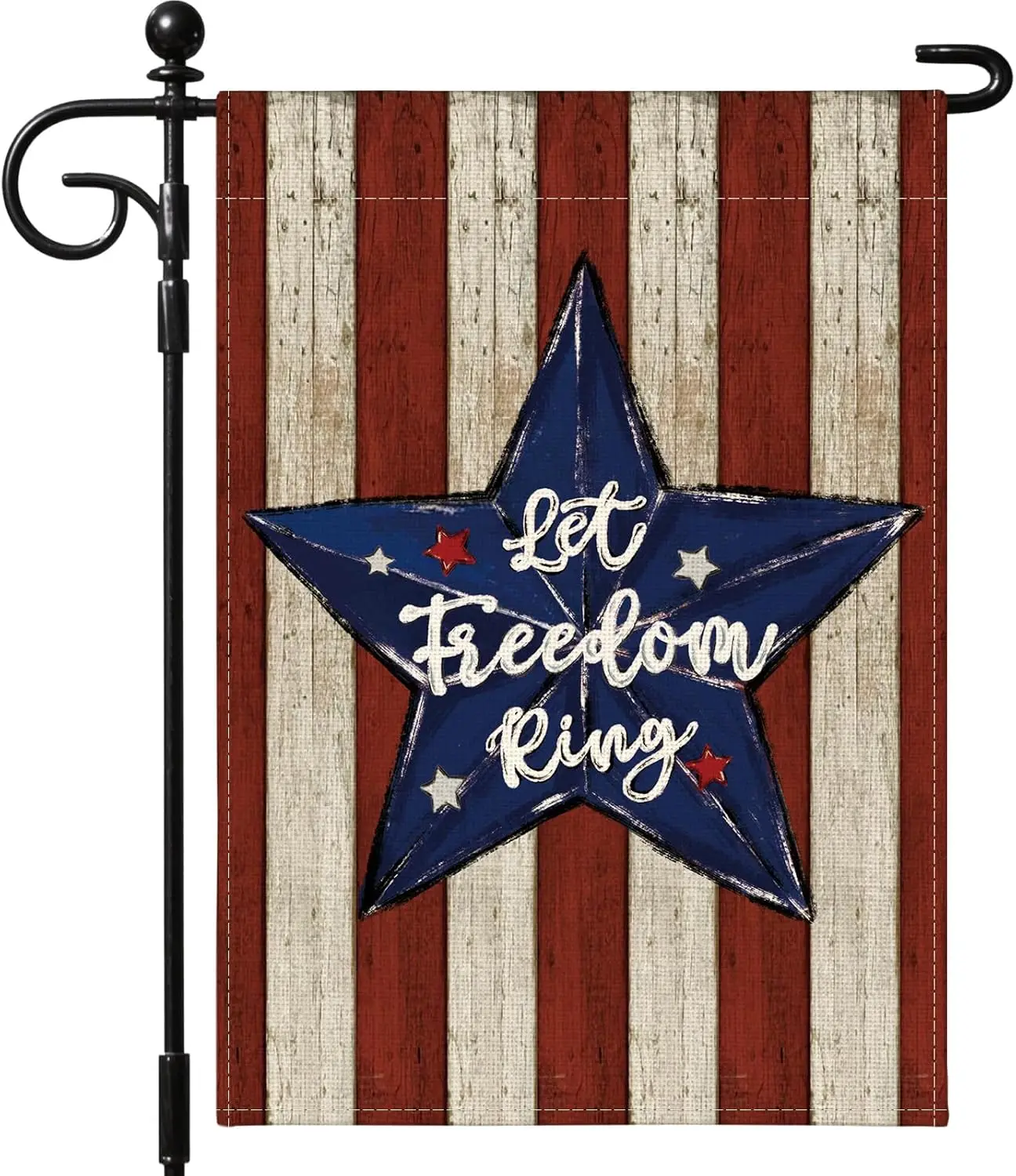 Artscope Patriotic Star Stripes 4th of July Garden Flag 12x18 Inch Double Sided for Outside, Let Freedom Ring Memorial Day I AAS