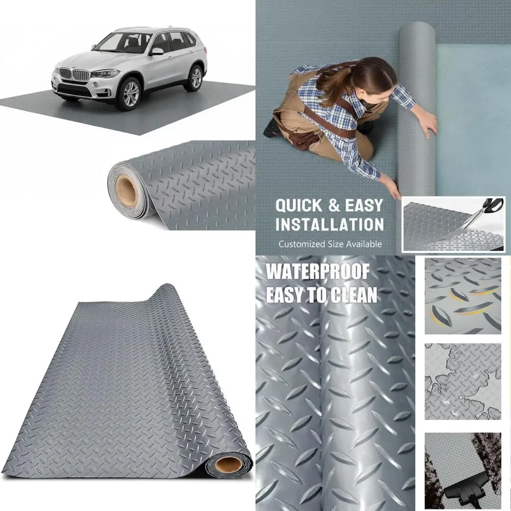 

Толстый ПВХ-коврик для пола гаража, сверхпрочный водонепроницаемый противоскользящий защитный коврик для автомобилей, прицепов, внедорожников, подвалов, спортзалов (серый) - 6 футов x 10 футов