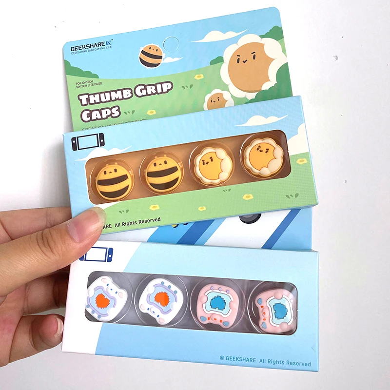 4Pcs ใหม่ Kawaii สัตว์ Thumb Stick Grip Cap สำหรับสวิทช์ Oled NS Lite Joy-Con คอนโทรลเลอร์ Thumbstick กรณี