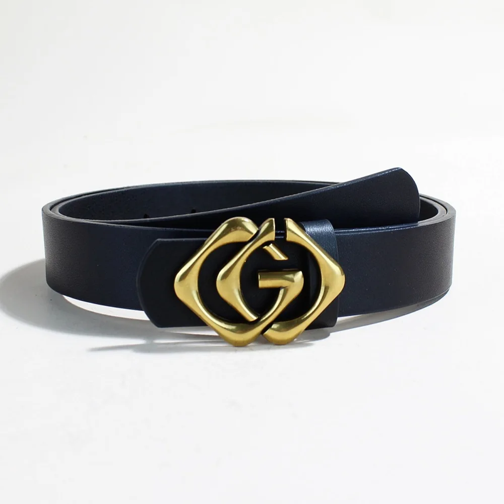 Gg موضة جلد البقر حزام جلد حقيقي للنساء الفاخرة مصمم للجنسين حزام رجالي أنيق حزام الإناث الجينز زنار