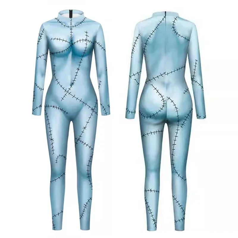 SN55Halloween Sally Suit Cosplay Costume Anime Movie Bodysuit Spandex Jumpsuit Party Carnival Leggings Day of The Dead Zent@54WE