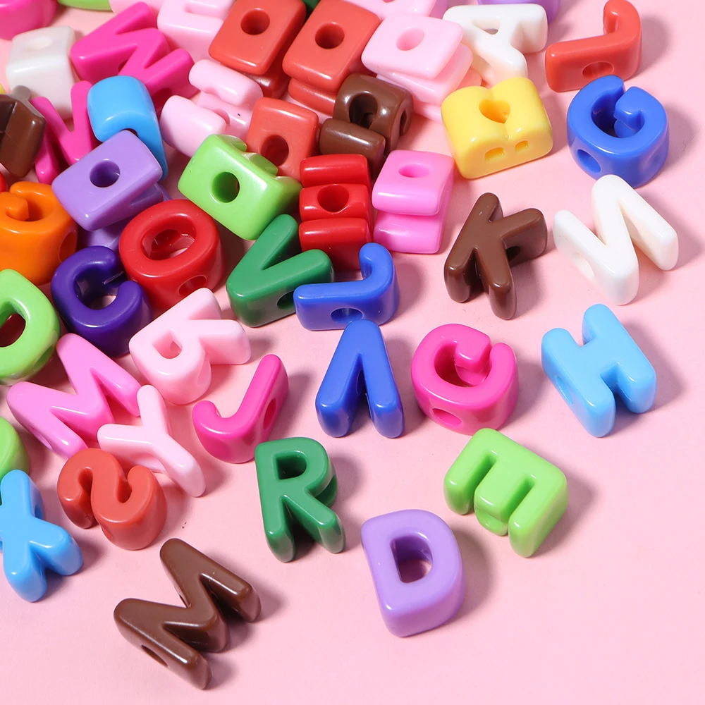 10/26pcs MultiColor Big Hole Acrylic Letter Beads Children Handcraft Ornament Alphabet Spacer Necklace Accssories DIY Jewelry