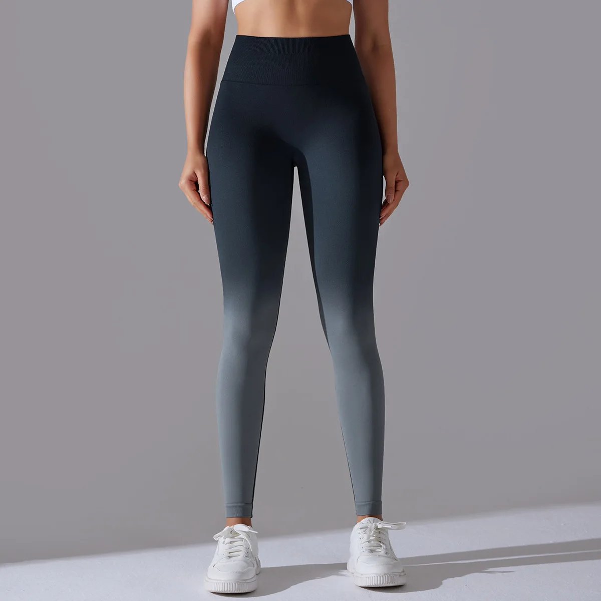 TRY TO BN Gradient Seamless Yoga Pants High Waist Elastic Cycling Fitness Suspender Dyed Sport Leggings Tights Women Gym Clothes