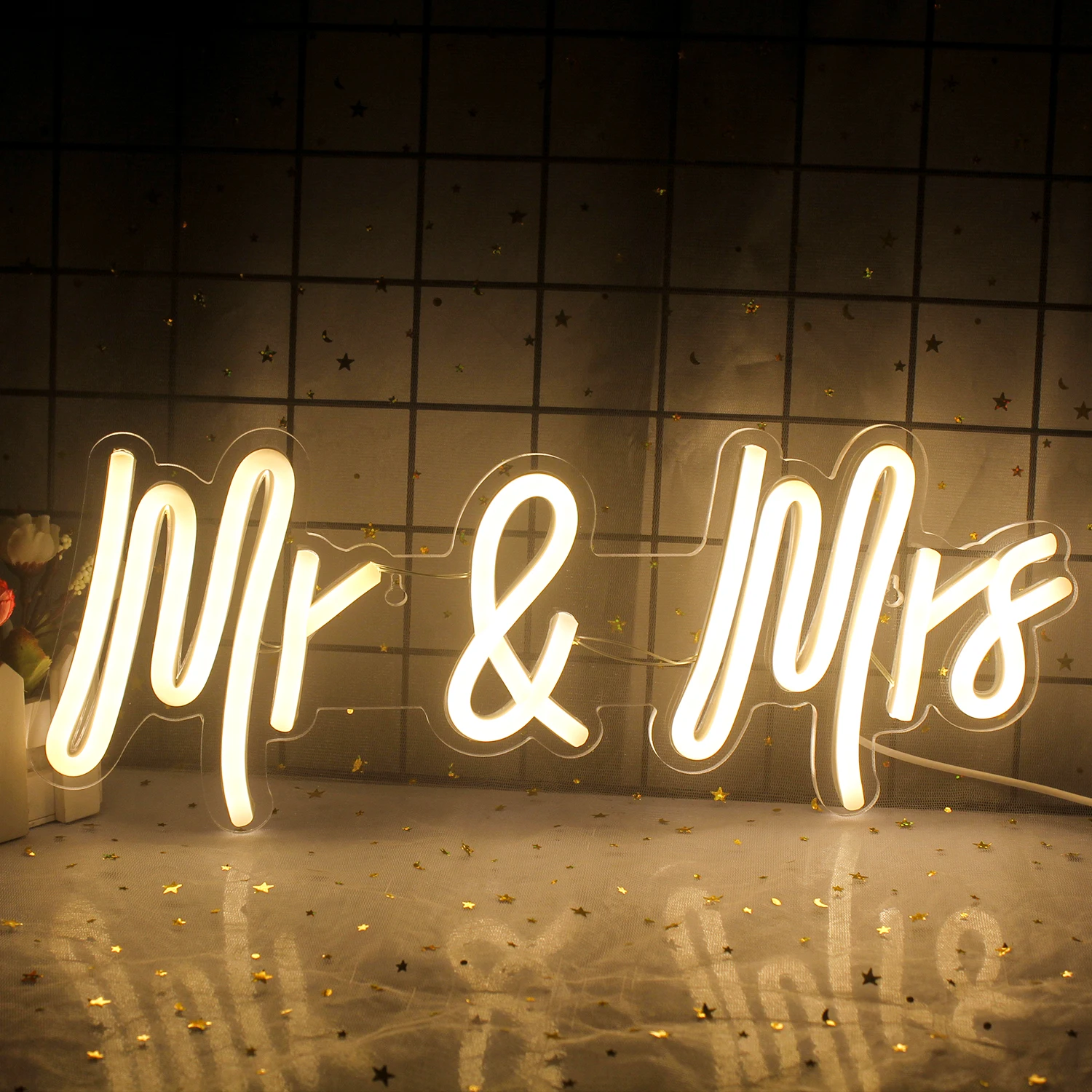 

Mr & Mrs Neon Sign LED Custom Luminoso Light Bedroom Gift Anniversary Party Room Valentine Day Wedding Wall Decoration