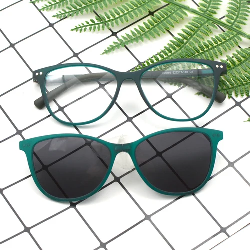 Imagen 2 del producto KANDREA Vintage 2 en 1 Clips en gafas de sol mujeres gafas polarizadas magnéticas montura óptica estilos de diseño de marca gafas C8010
