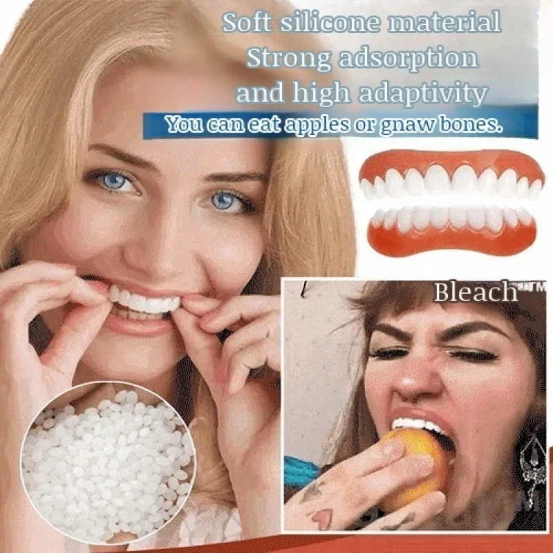 Tirantes de silicona para dentaduras postizas para hombres y mujeres, carillas perfectas para la mandíbula inferior, sonrisa de maquillaje