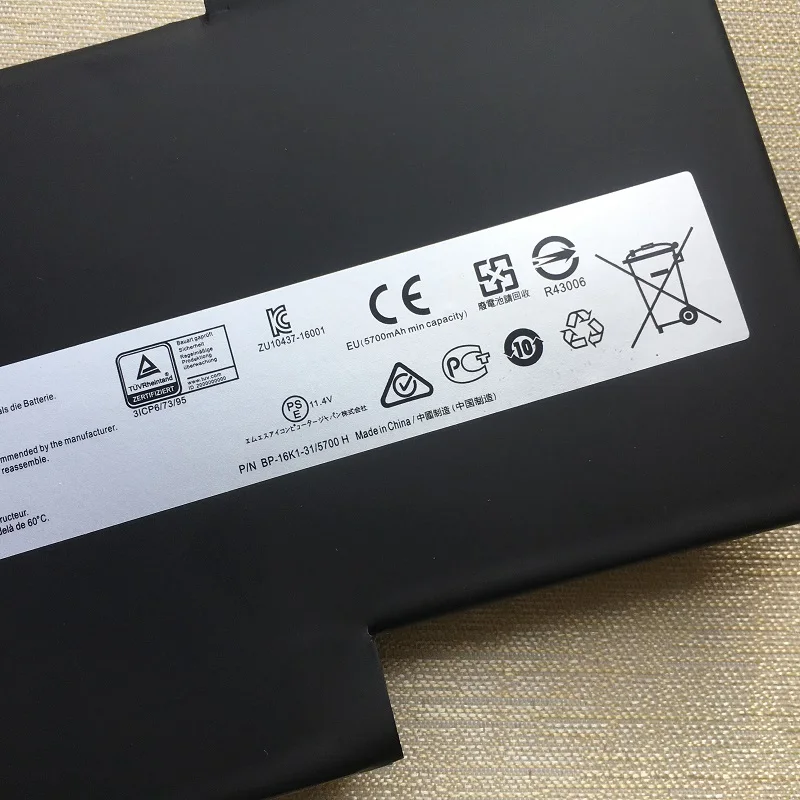 BTY-M6J, batteria per Laptop M6K per MSI GF63 GF75 GS73 WF65 WF75 WP75 GS63 WS63 MS-17B4,17 f1, 17 b3, 16 w1, 16 r3 16 r1 Creator 15M 17M A9SD