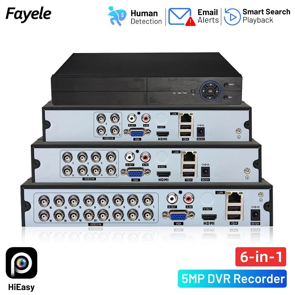 

4CH 8CH 16CH AHD 5MP CCTV AHD DVR TVI CVI IP Hybrid 6in1 Audio Video Recorder HVR for Analog BNC Coaxial Camera P6slite Hieasy