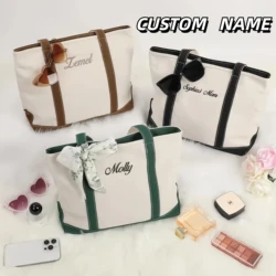 Borsa tote in tela personalizzata Borsa shopping da donna Nome personalizzato Borsa a tracolla riutilizzabile Regalo ricamato Borsa a tracolla regalo