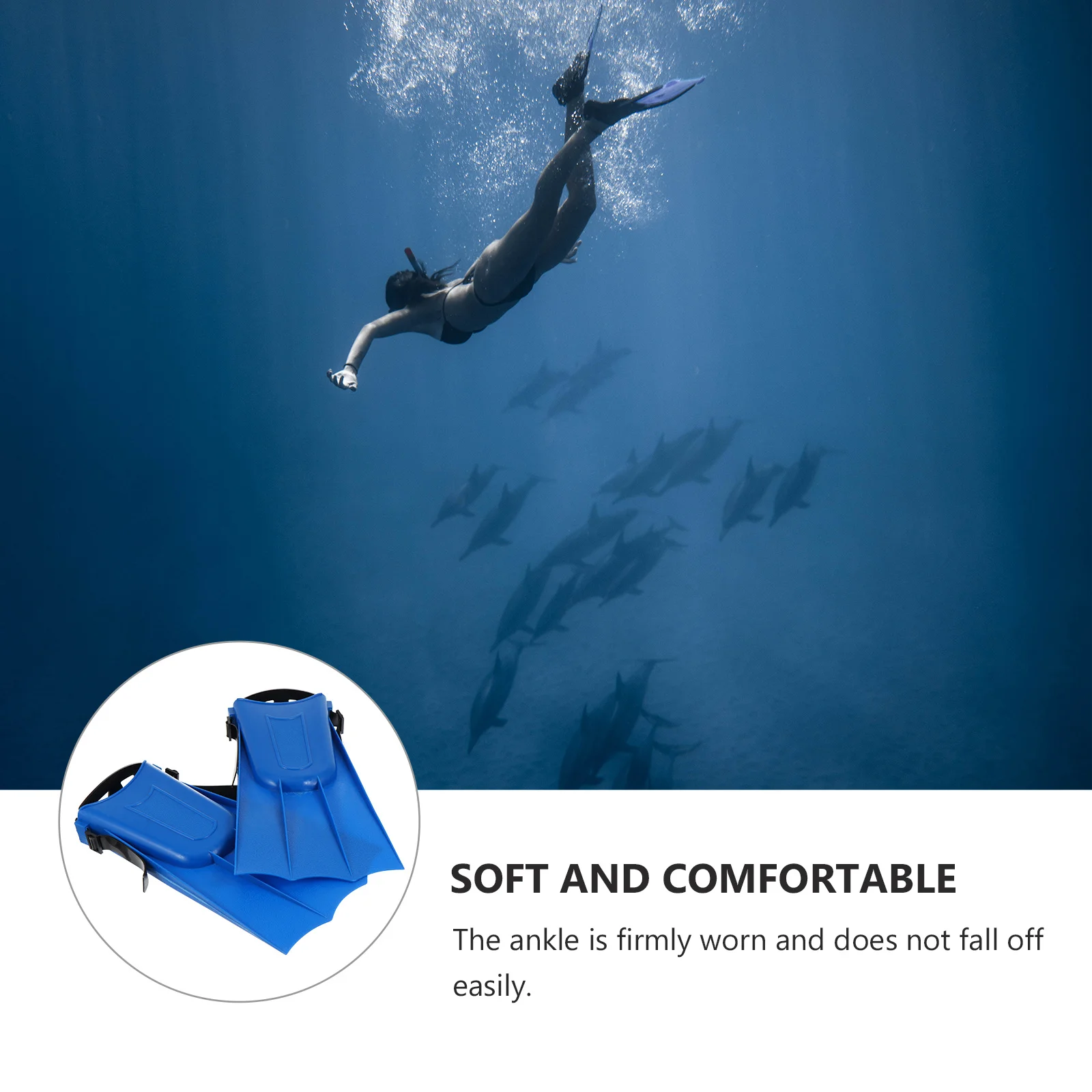 

1pcs Rubber Adult Unisex Short Flippers Durable Soft Comfortable Ergonomic Design Non-Slip Sole For Training Swimming