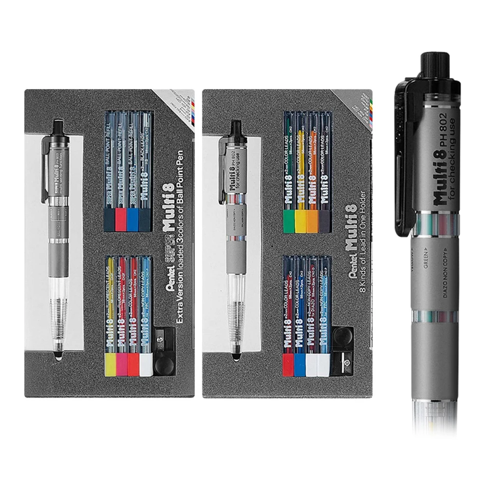 Pentel-Juego de lápices mecánicos y bolígrafos, suministros de pintura de 8 colores, papelería de premio de excelente diseño, Japón