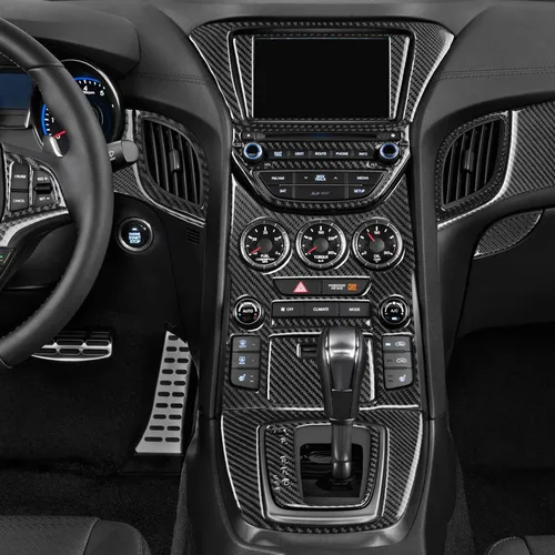 Imagen 2 del producto Para Hyundai Genesis Coupe 2013-2016 accesorios de coche consola central de fibra de carbono cambio de marchas Panel de elevación de ventilación conjunto pegatina embellecedora