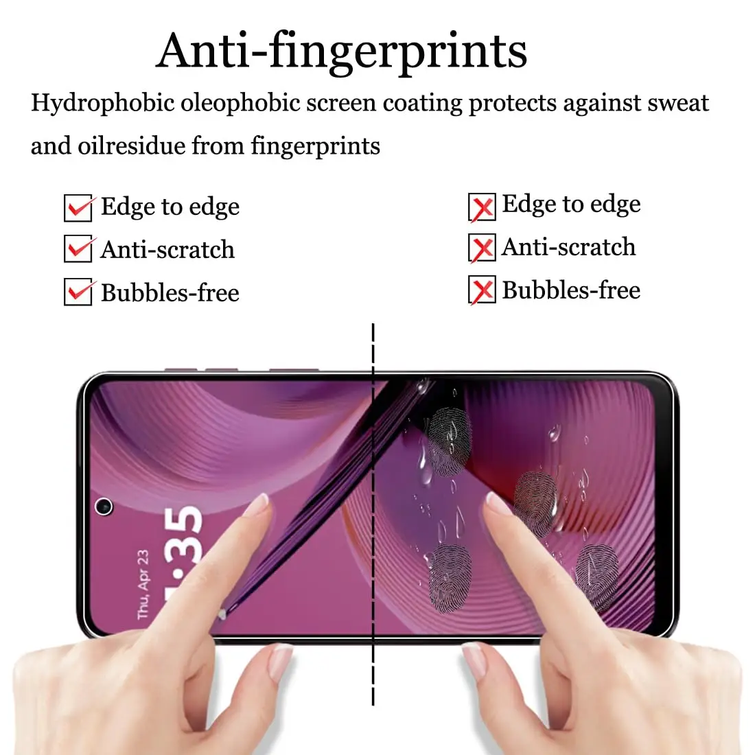 Displayschutzfolie für Moto G55 5G Motorola, gehärtetes Glas HD Crystal Mica 9H, kratzfest, case-freundlich, hochaluminiumhaltig – Detail 2