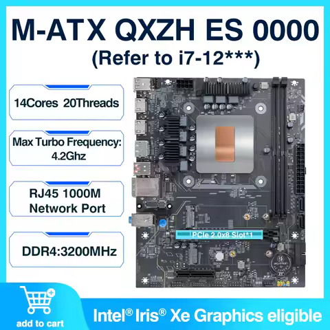 Home Office Motherboard CPU COMBO 12th Kit Interposer QXZH i7 ES 0000 14C20T PCIe2.0x8 DDR4 RAM DIY Desktop PC Small Office