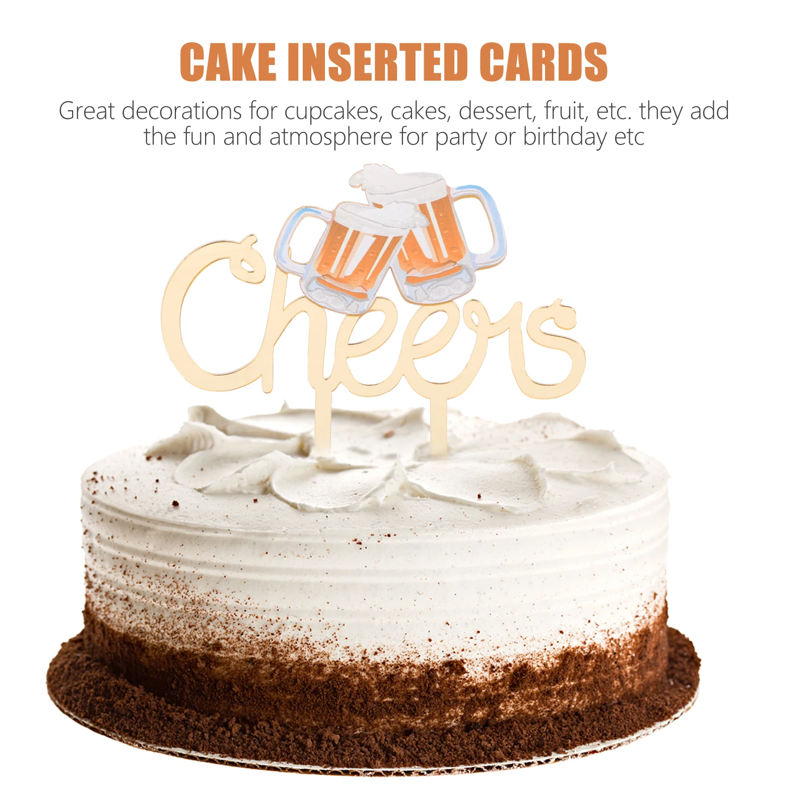 

2 pcs Acrylic Toppers Bright Color Lightweight Fun Dessert Decor Cupcake Insert No Assembly Required Cake Inserted Cards