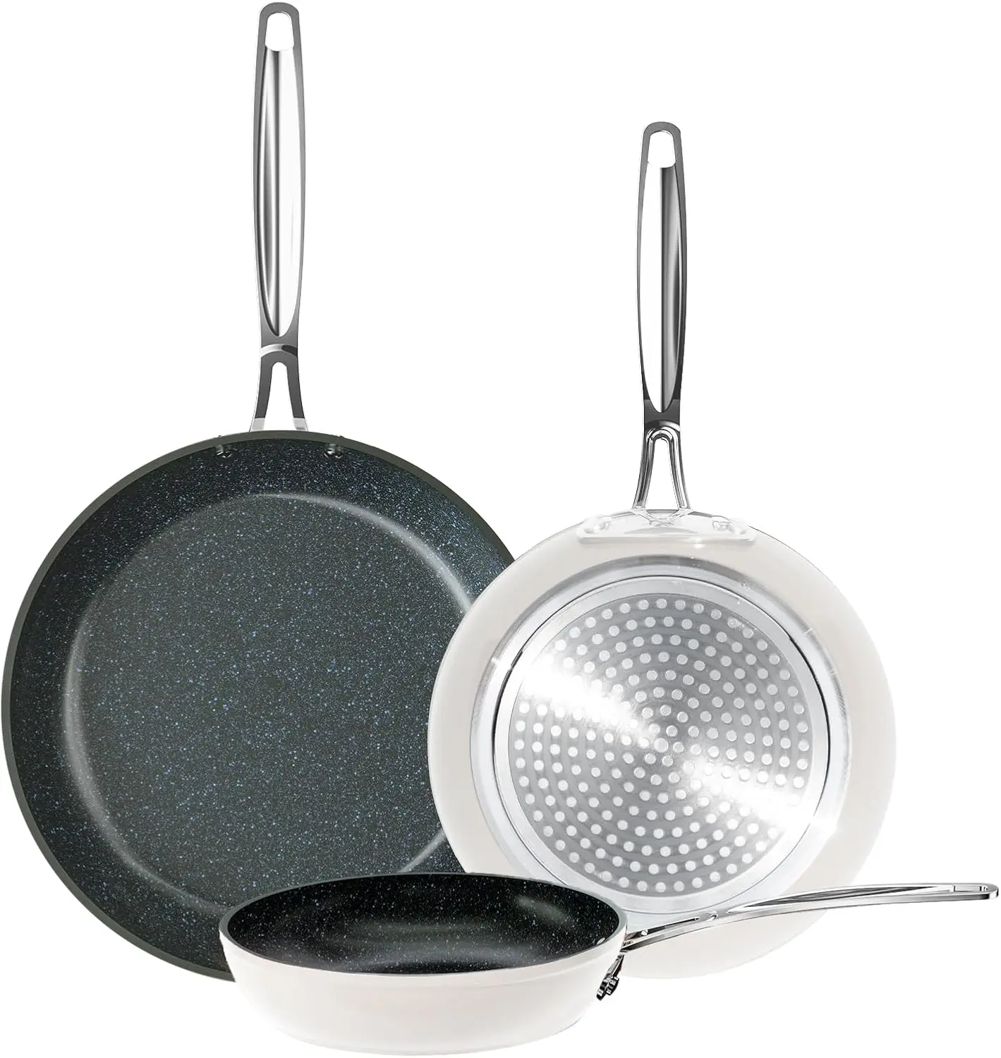 

3-Piece 8”, 10”, 12” Forged Lightweight Frying Pan Set, Ultra Non-Stick Ceramic Coating, Induction-Ready for All Cooktops