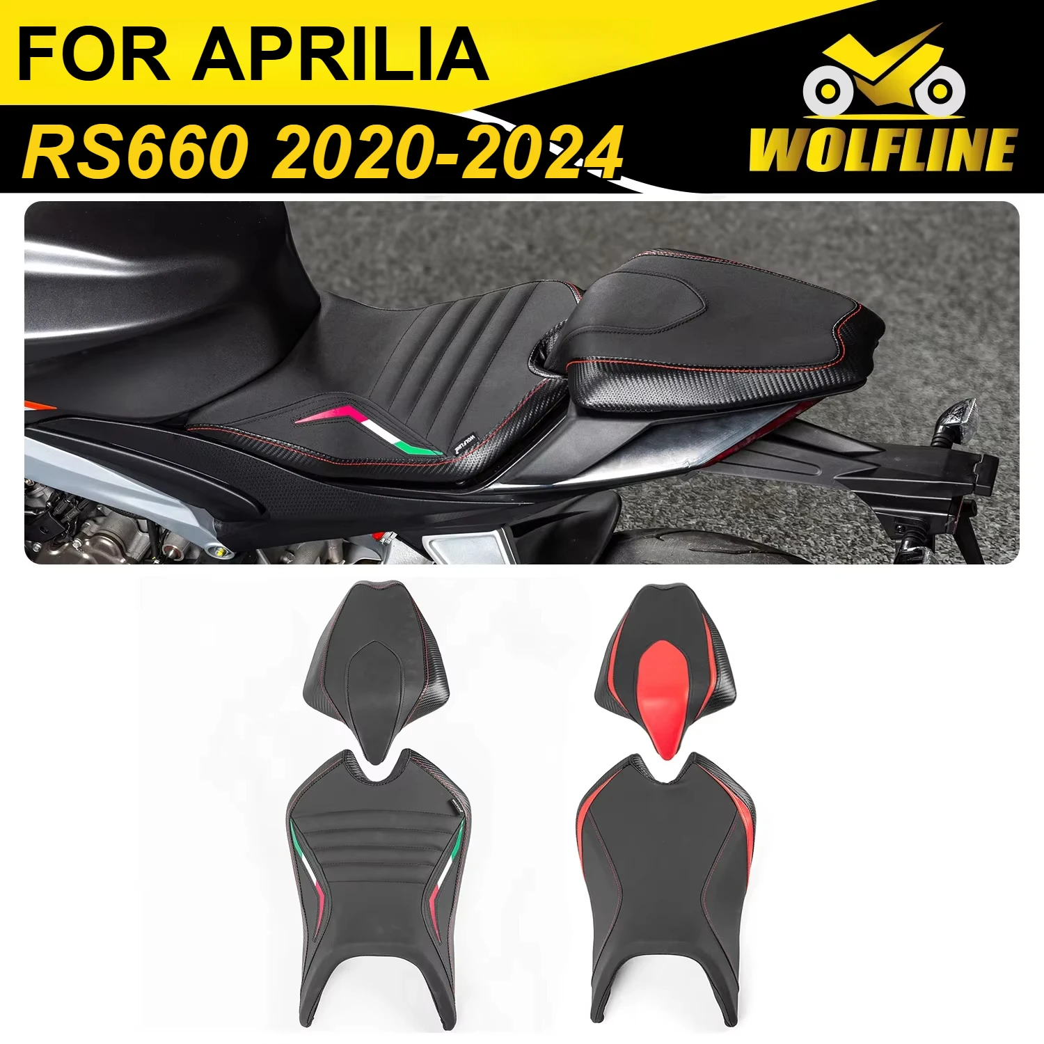 

Wolf Line Motorcycle Driver Seat Passenger Pillion Pad Fit for Aprilia RS660 2020-2024 2021 2022 2023