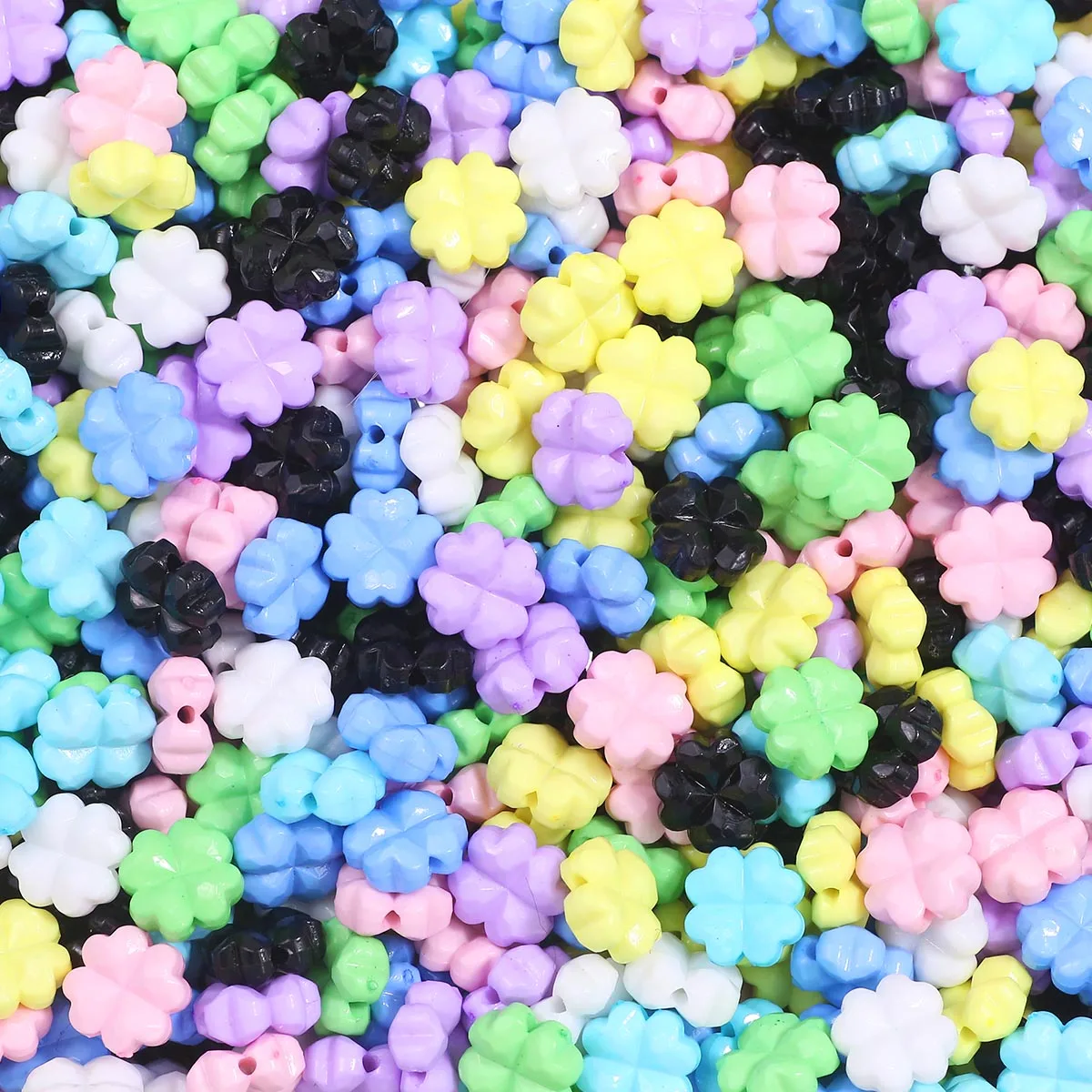 13mm Acrylic Angled Four-Leaf Clover Beads Assorted Colors Handmade DIY for Jewelry Making Bead Strings Loose Beads Accessories