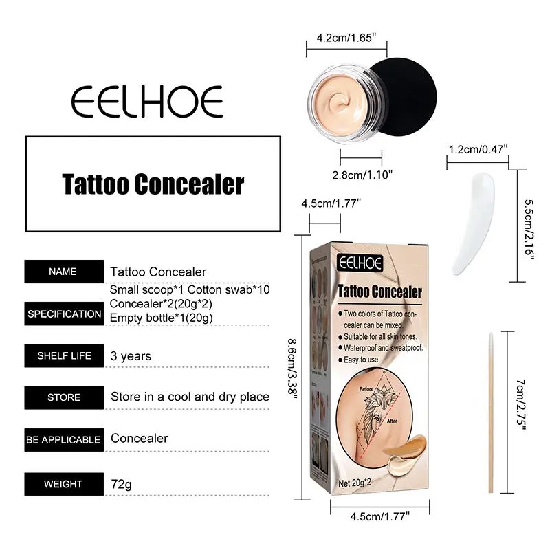 Double Color Waterproof Tattoo Concealer Sweat Proof Skin Brighten Foundation Cover Birthmark Scars Concealer Gouache Makeup
