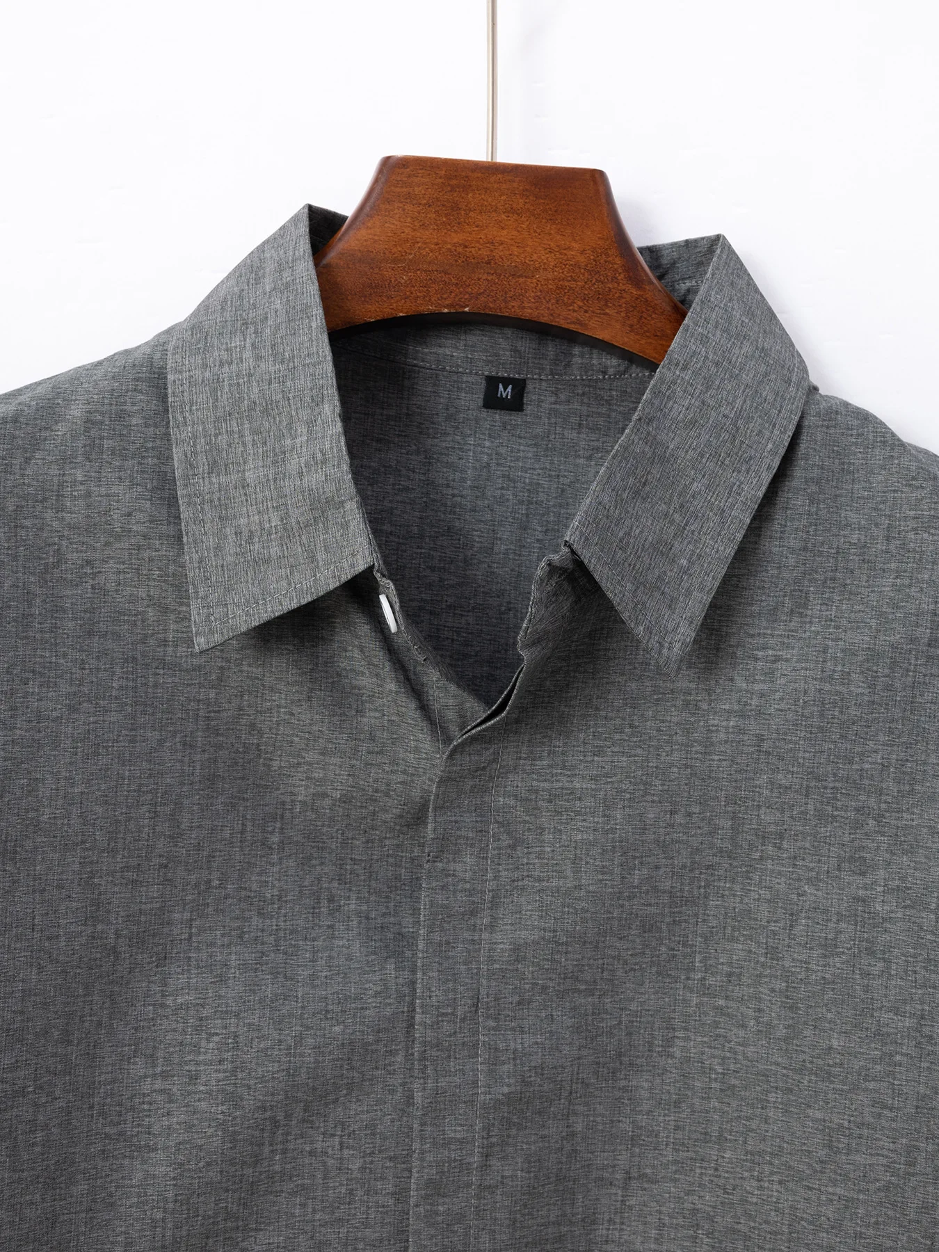 New 2024 Summer Men\'s lapel short-sleeved shirt Fashion top Loose solid color breathable Shirt